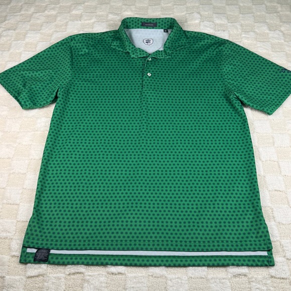 Turtleson Men's Green Floral Golf Polo Shirt Emerald Bay Logo Size M - Picture 1 of 14